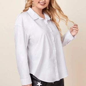 Solid White Button Up Blouse